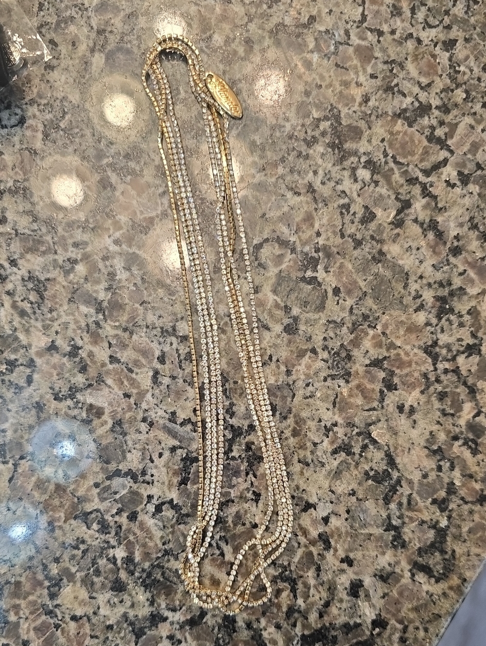 Plunder--Gold Multi-Strand Crystal Necklace - Women Jewelry